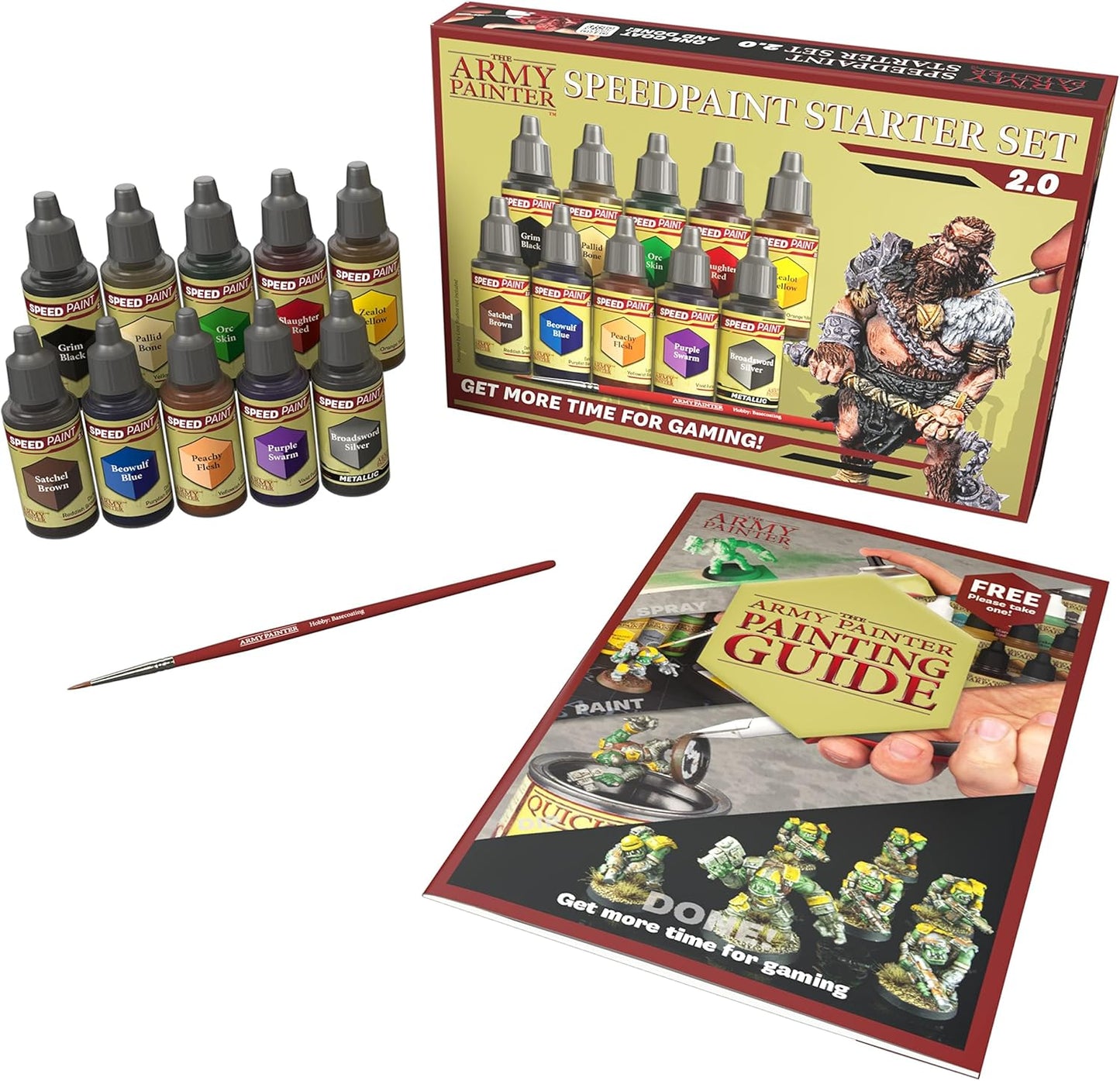 The Army Painter Speedpaint 2.0 Starter Paint Set, 10 x 18 mL Acrylic Contrast Paints incl. 1 Basecoating Brush for D&D and Warhammer Figures