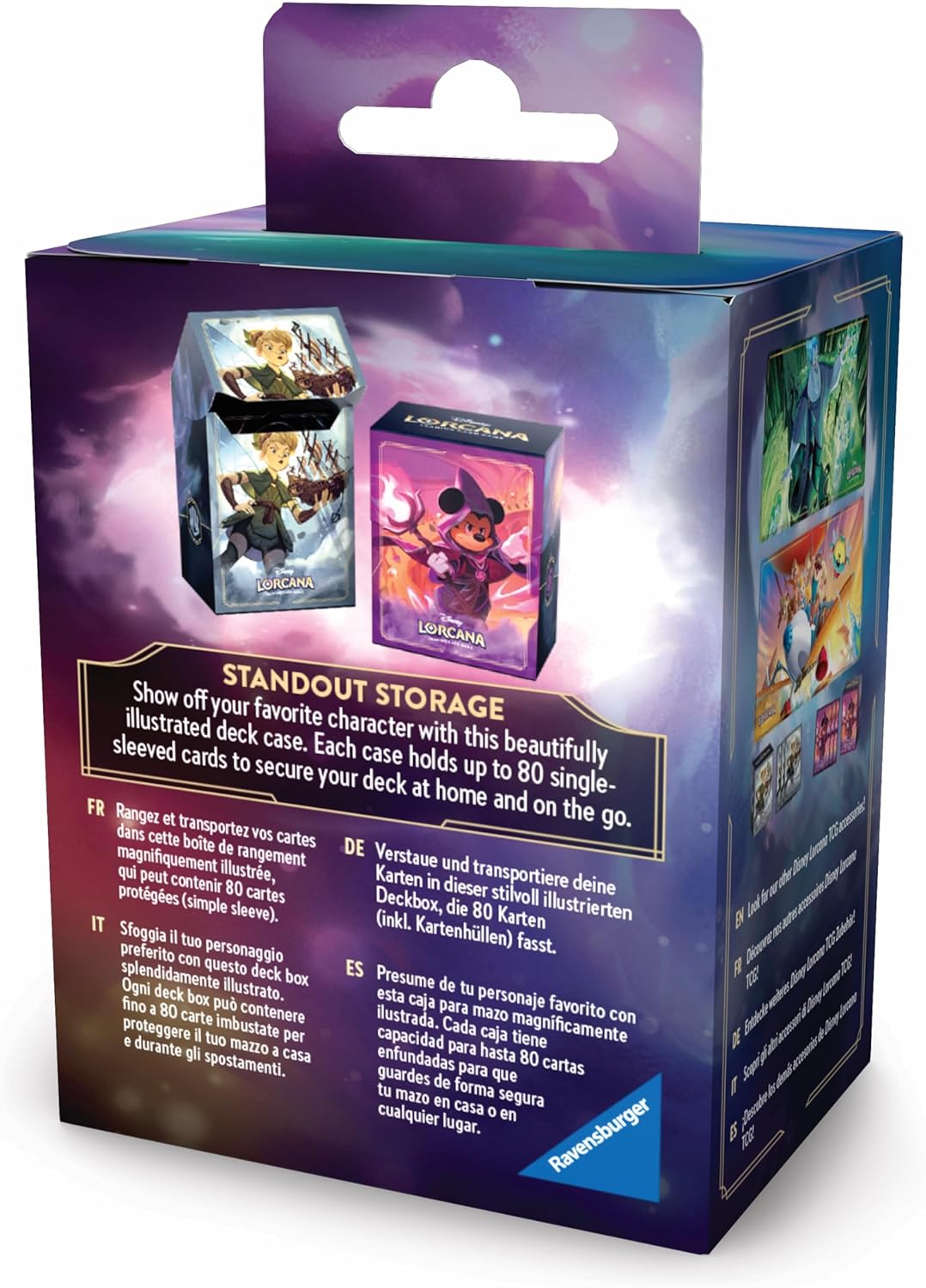 Ravensburger Disney Lorcana TCG Deck Box Featuring Mickey Mouse - Wayward Sorcerer | Securely Store 80 Sleeved Cards | Durable Portable Organizer for TCG Players | for Ages 8+