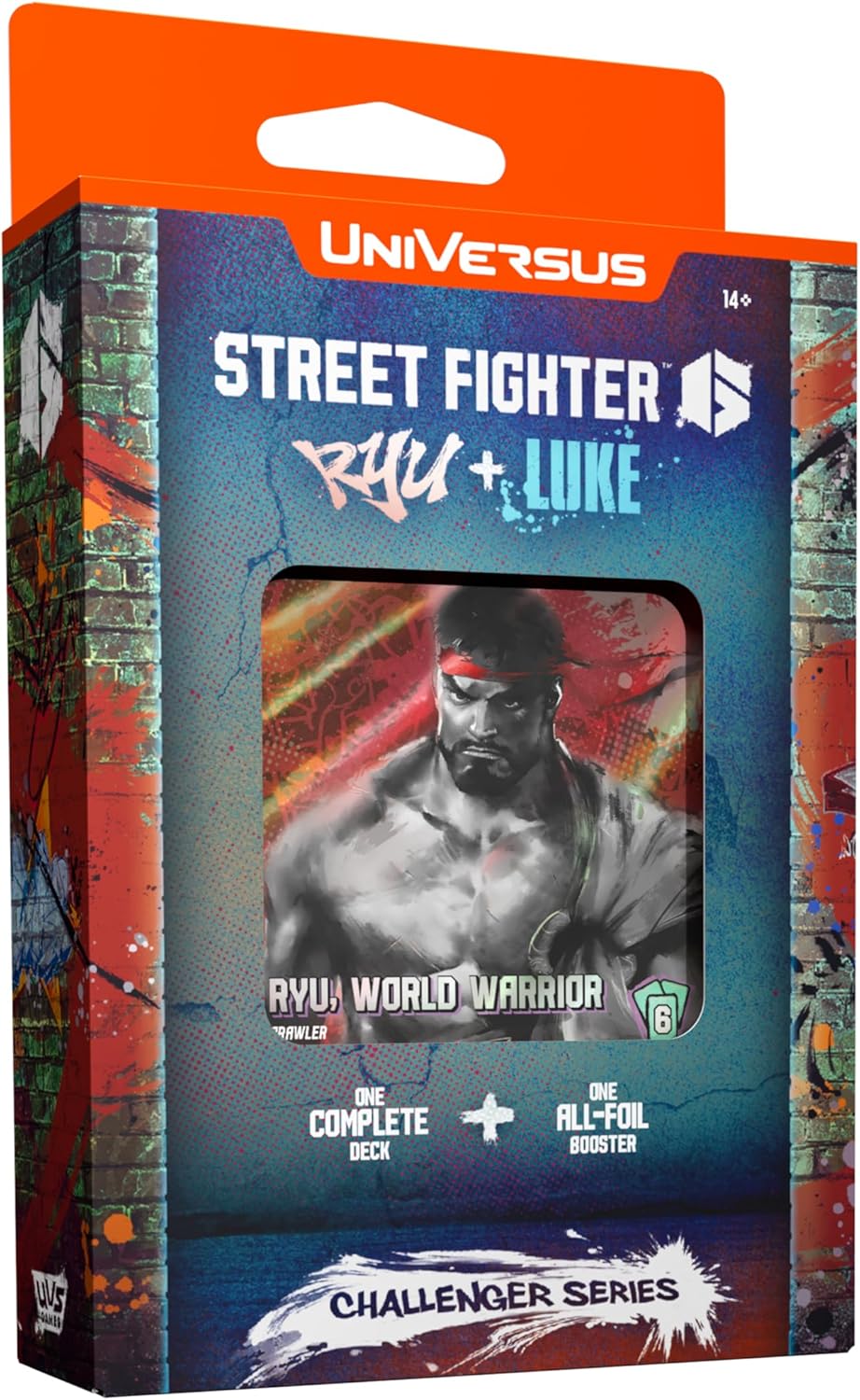 UniVersus: Street Fighter 6: Challenger Series - Ryu & Luke - Deck Building Card Game, Ready to Play Character Deck, 6 Foil-Alt Art Booster Cards