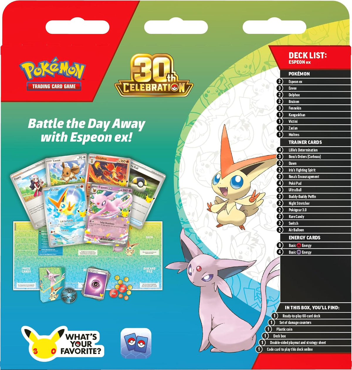 Pokemon TCG: 30th Celebration Battle Deck - Espeon ex - Presale Ships 10/30/2026