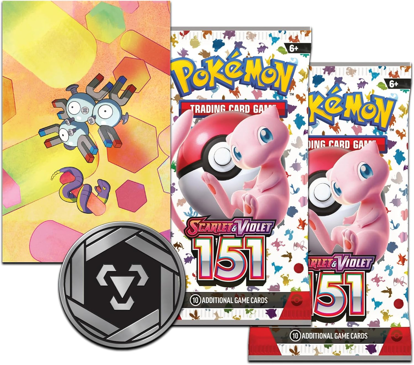 Pokémon TCG: Scarlet & Violet—151 Mini Tin – Magneton (2 Booster Packs, 1 Coin & 1 Art Card)