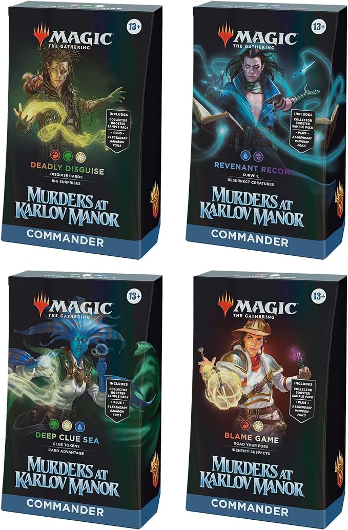 Magic: The Gathering Murders at Karlov Manor Commander Deck Bundle - Includes All 4 Decks (Deadly Disguise, Revenant Recon, Deep Clue Sea, and Blame Game)