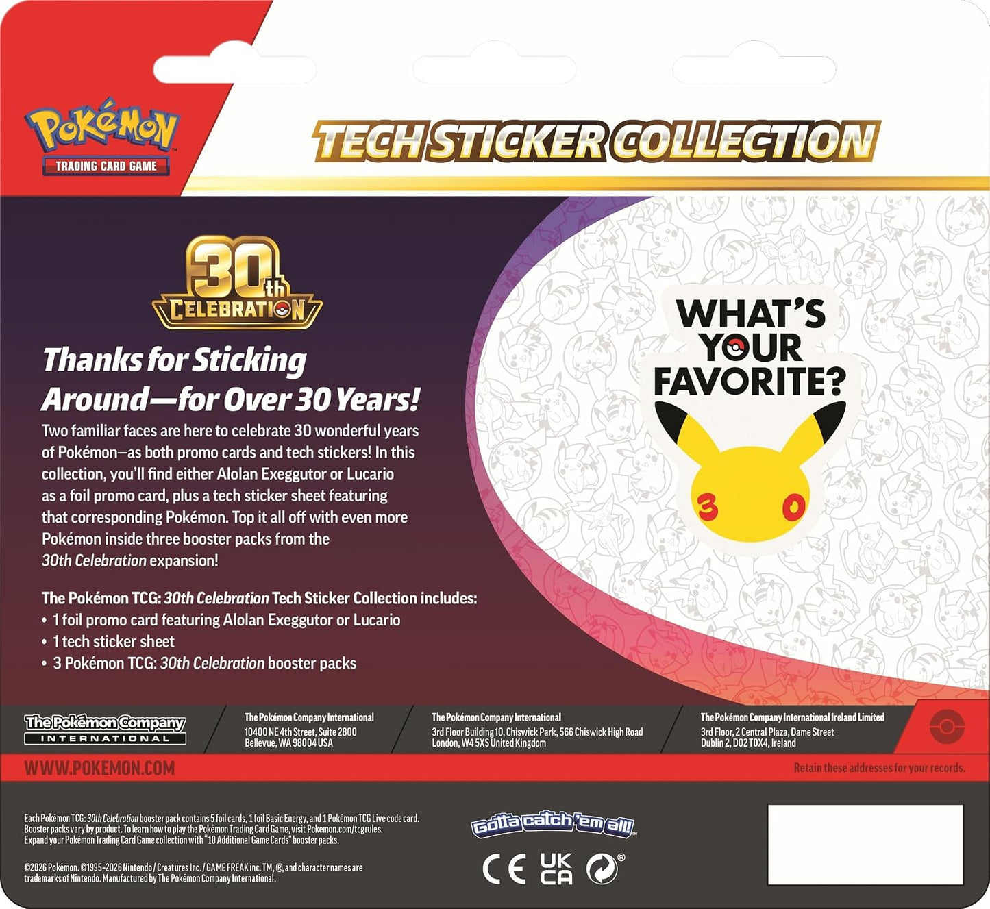 Pokemon TCG: 30th Celebration Tech Sticker Collection - Lucario - Presale Ships 09/16/2026