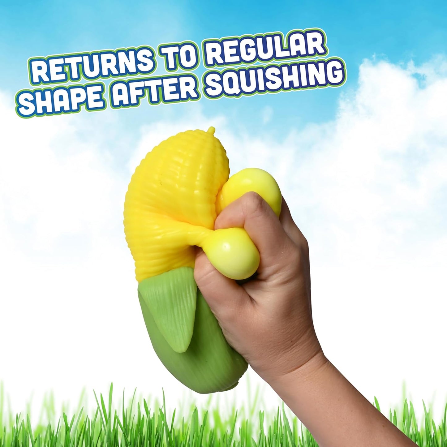 Toymendous Squishy Corn, Jumbo 9-Inch Squishy Vegetable with Removable Husk, Sensory Fidget Toy