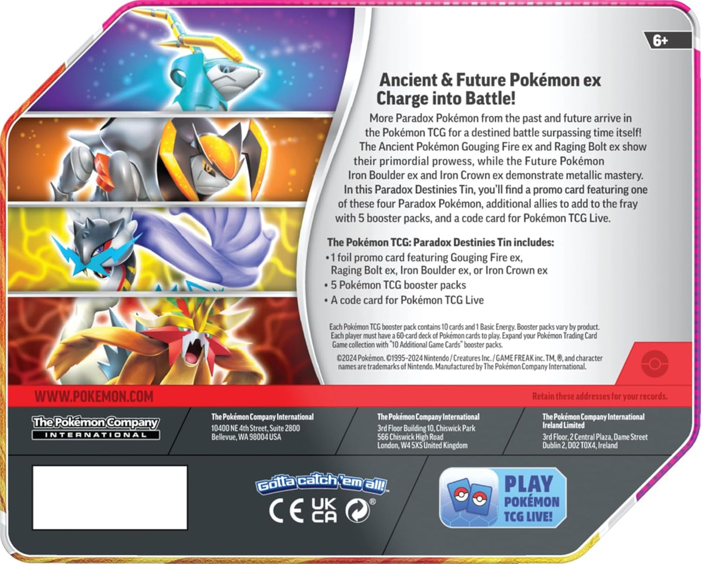 Pokemon TCG: Paradox Destinies Tin - Iron Boulder EX