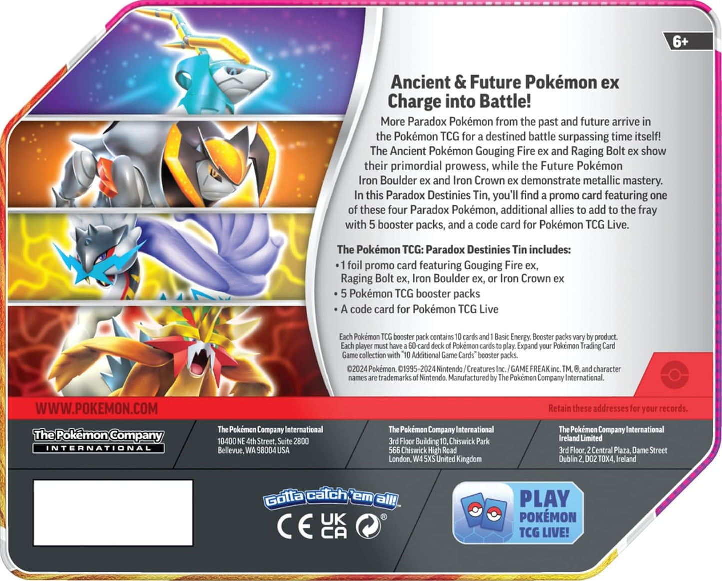 Pokemon TCG: Paradox Destinies Tin - Iron Crown EX