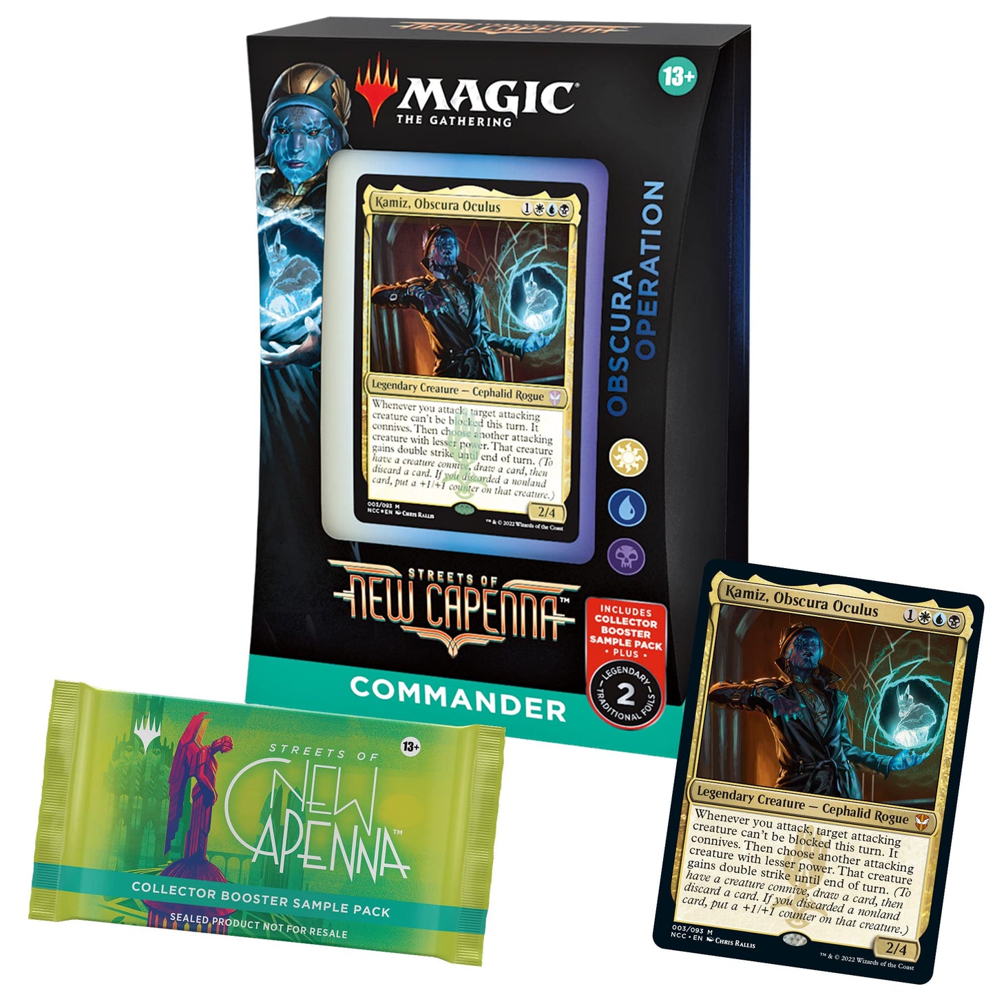 Magic: The Gathering Streets of New Capenna Commander Deck – Obscura Operation + Collector Booster Sample Pack