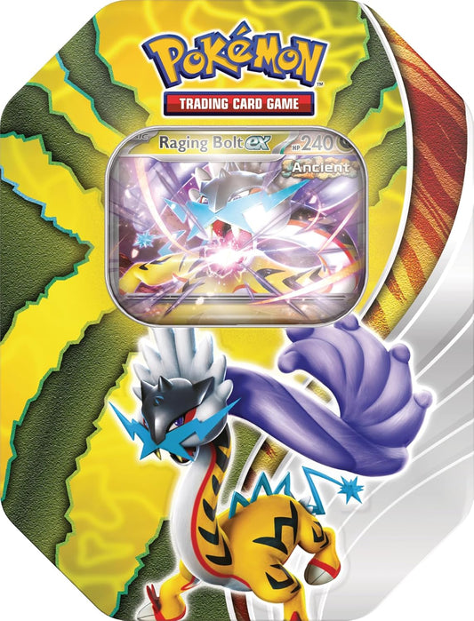 Pokemon TCG: Paradox Destinies Tin - Raging Bolt ex (1 Foil Promo Card & 4 Booster Packs)