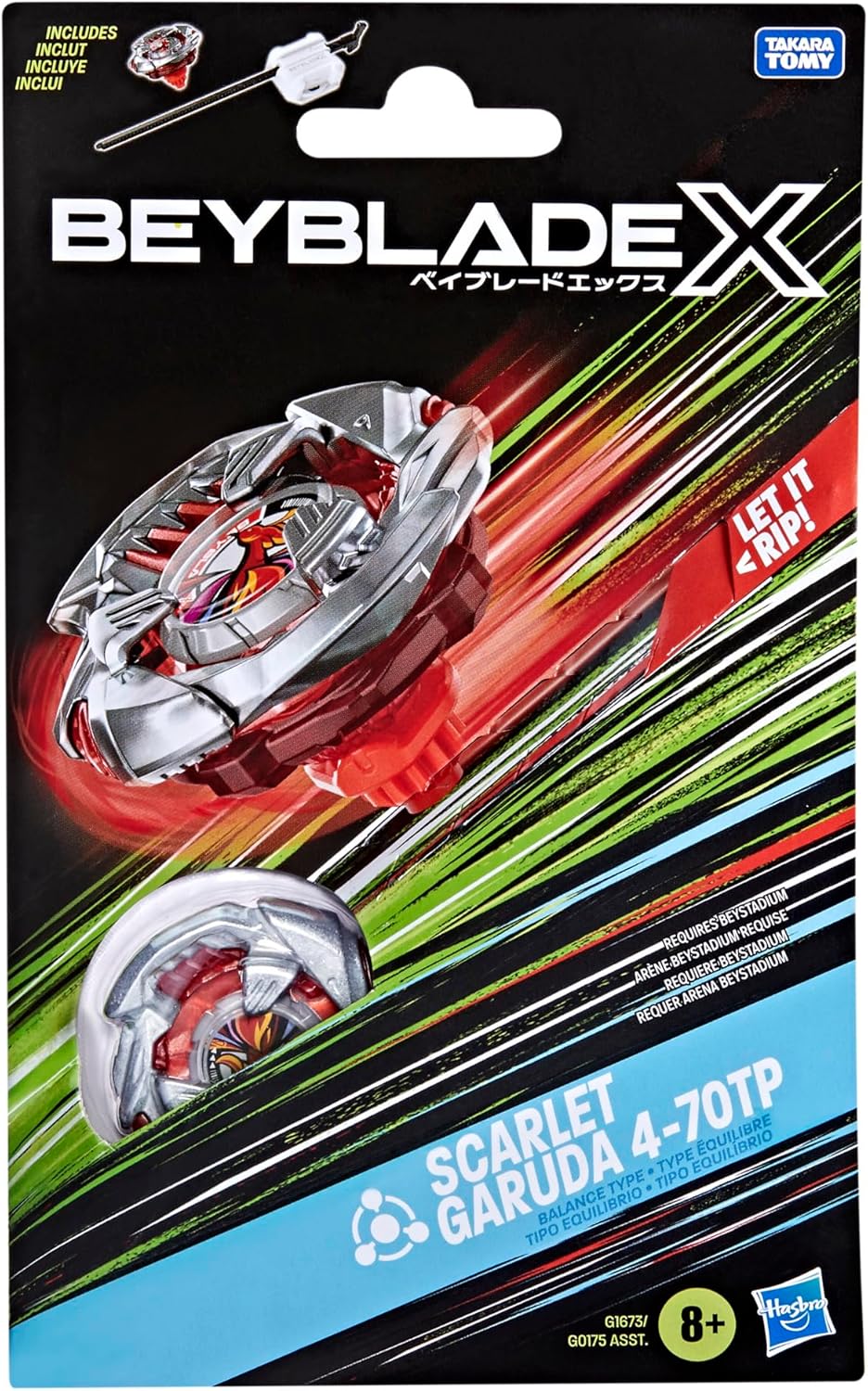 Beyblade X Scarlet Garuda 4-70TP BX Starter Pack Set with Balance Type Top and Launcher, Authentic Takara Tomy Battle Tops Games, Toys for Boys and Girls 8+