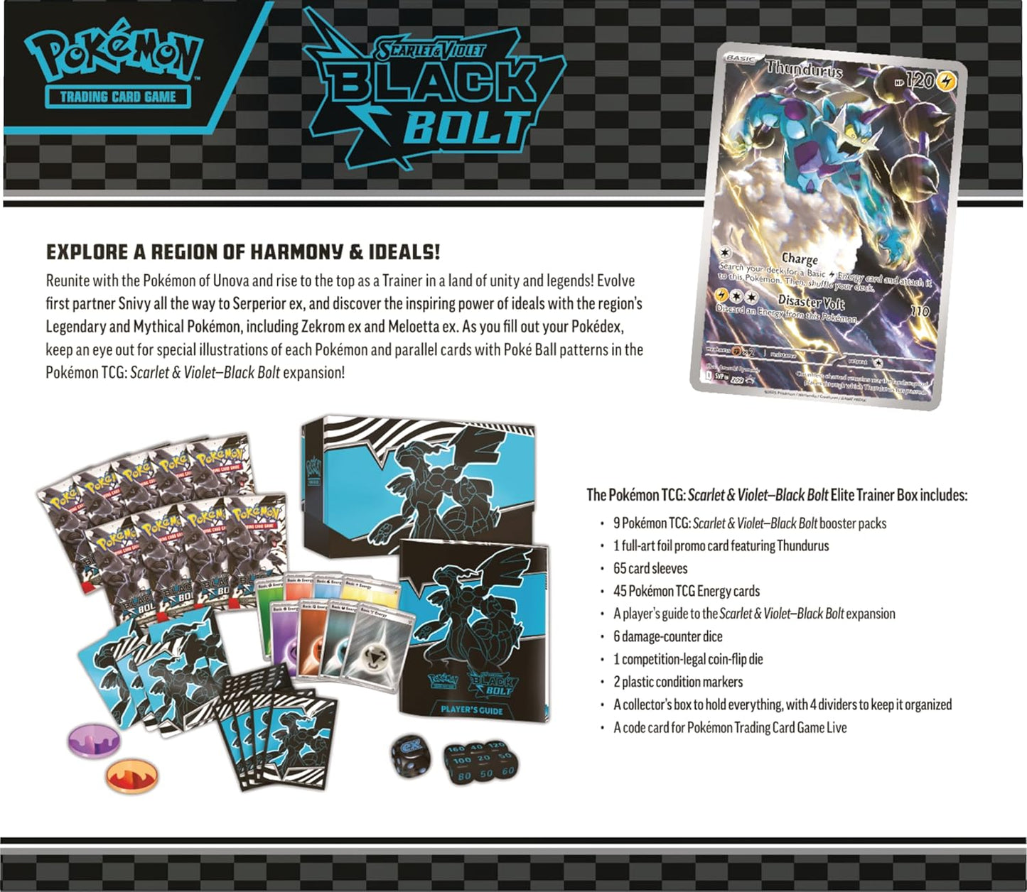 Pokemon TCG Scarlet & Violet 10.5 Black Bolt Elite Trainer Box - 9 Packs, Promo Card - Presale Ships 07/18/2025