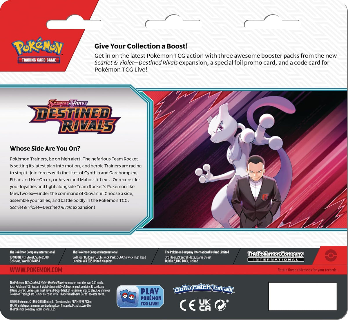 Pokemon TCG: Scarlet & Violet - Destined Rivals 3-Pack Blister – Zebstrika (3 Booster Packs & 1 Foil Promo Card)