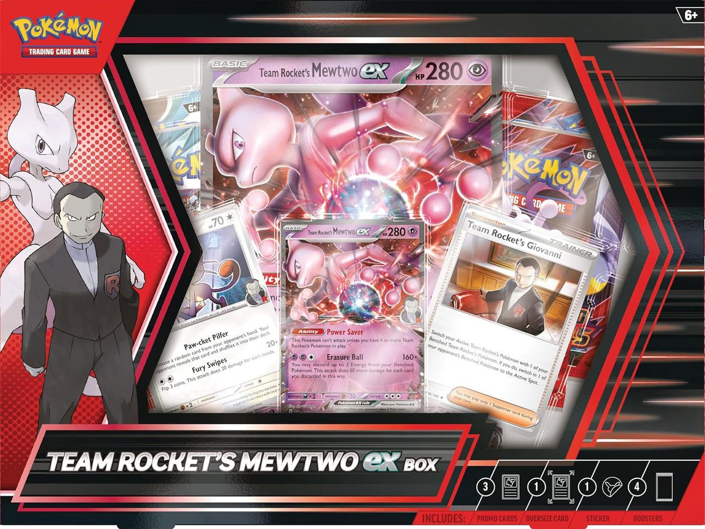 Pokemon TCG: Team Rocket’s Mewtwo ex Box - 4 Packs, Promos - Presale Ships 06/27/2025