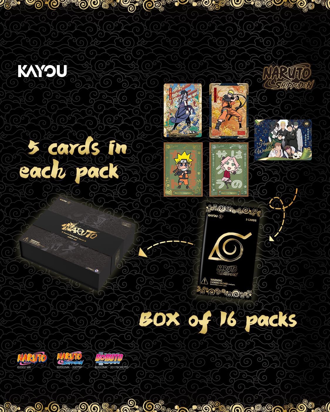Kayou Naruto Shippuden Smriti Ninja Age Premium Collector Box – 16 Packs, 81 Cards, English US Version