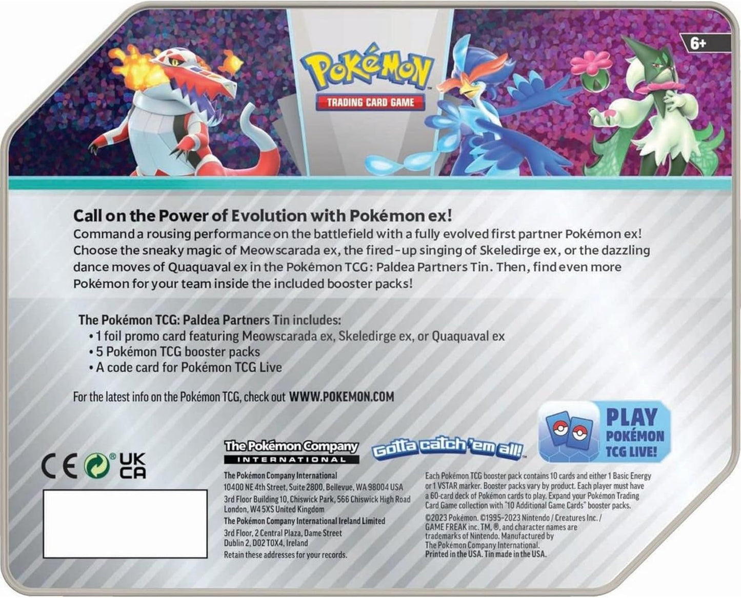 Pokemon TCG: Paldea Partners Meowscarada EX Tin - 5 Packs, Promos