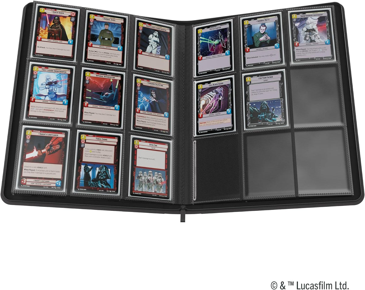 Star Wars Unlimited Zip-Up Album 18-Pocket - Officially Licensed Card Organizer for 360 Double-Sleeved Cards, Hexafyber Surface & Zipper Closure, Black Color, Made by Gamegenic