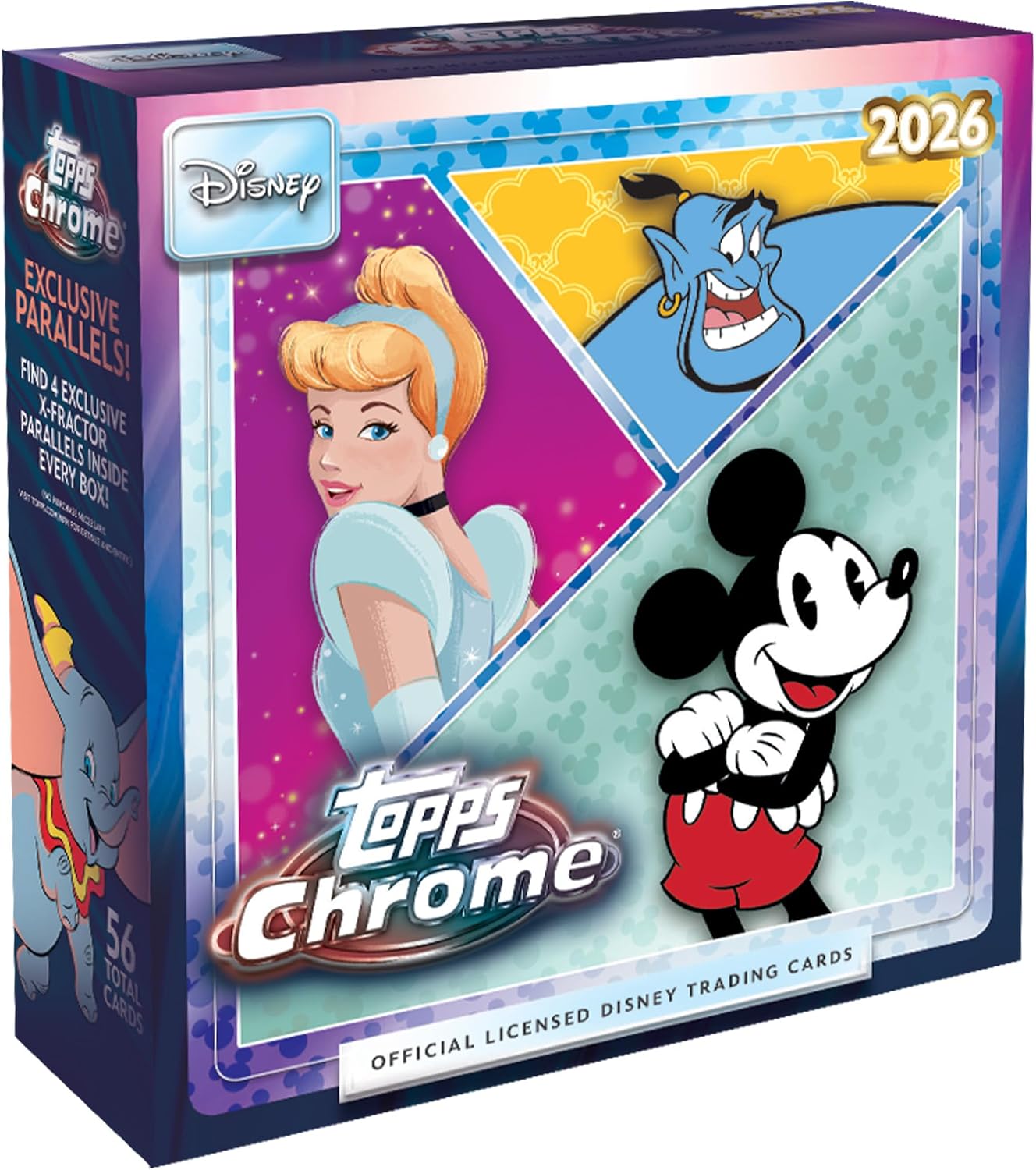 Topps 2026 Chrome Disney Trading Cards Mega Box – 8 Packs, 7 Cards per Pack, 56 Cards Total, 4 Exclusive X-Fractor Parallels
