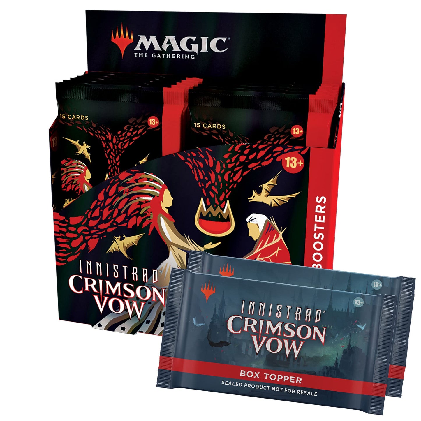 Magic: The Gathering Innistrad: Crimson Vow Collector Booster Box | 12 Packs + 2 Dracula Box Toppers (182 Magic Cards)