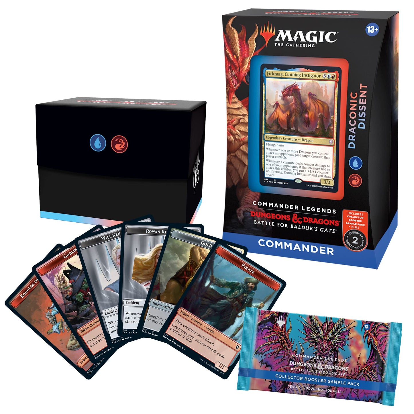 Magic: The Gathering Commander Legends: Battle for Baldur’s Gate Commander Deck – Draconic Dissent + Collector Booster Sample Pack