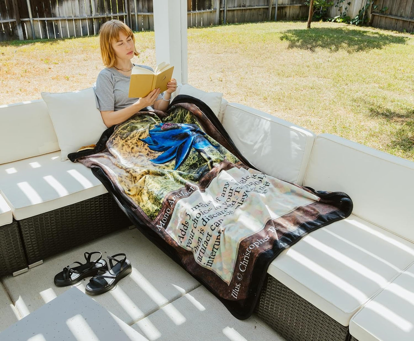 Surreal Entertainment Magic: The Gathering Black Lotus Card Double-Sided Fleece Throw Blanket for Sofa, Bed | 45 x 60 Inches