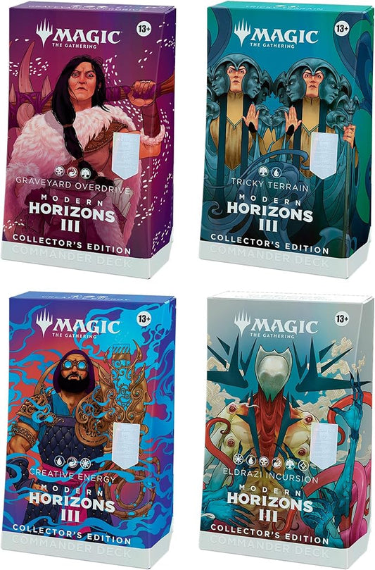 MAGIC THE GATHERING: MODERN HORIZON 3: COLLECTORS COMMANDER DECK DISPLAY - INCLUDES: Graveyard Overdrive, Tricky Terrain, Creative Energy, and Eldrazi Incursion PREORDER: RELEASE - 06/14/2024
