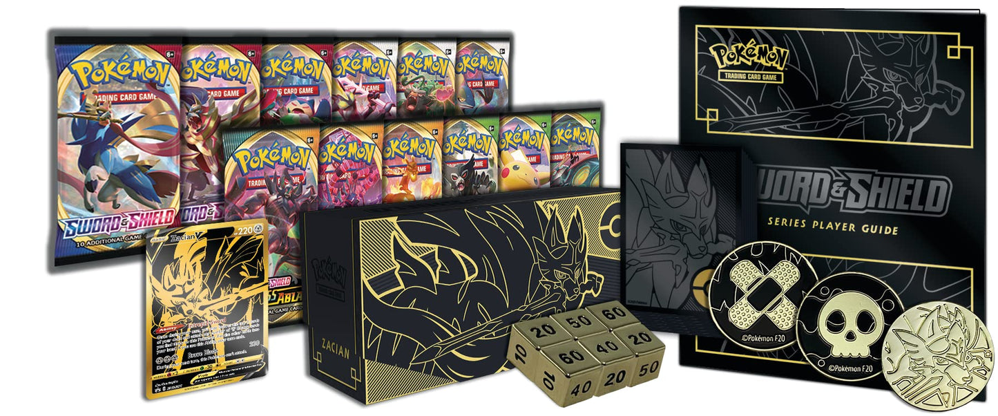 Pokemon POK82743 Pokemon TCG: Sword & Shield Elite Trainer Box Plus Zacian/Zamazenta (one at Random), Mixed Colours