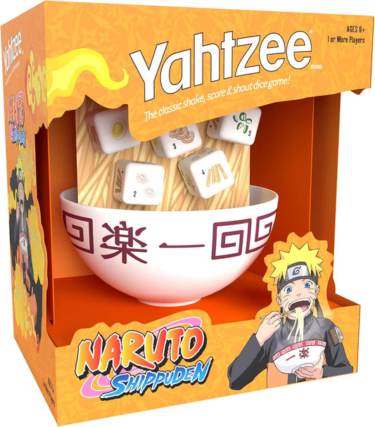 USAOPOLY YAHTZEE: Naruto Shippuden | Collectible Ramen Bowl Dice Cup | Classic Family Dice Game Based on Anime Show | Great for Family Game Night | Officially-Licensed Naruto Game & Merchandise