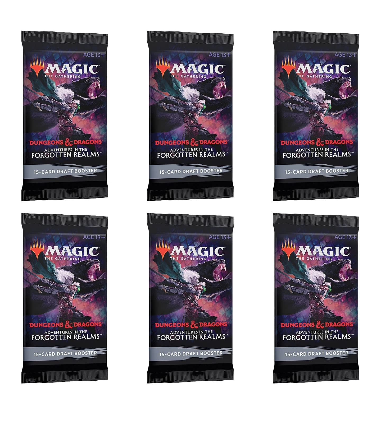 6 Packs Magic: The Gathering Draft Booster Pack Lot MTG Adventures in The Forgotten Realms