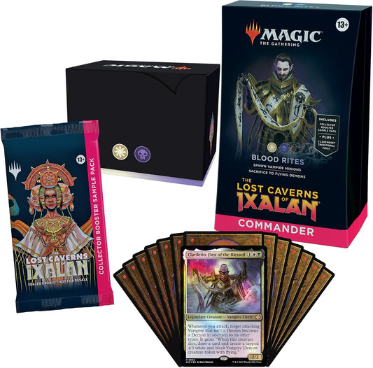 Magic: The Gathering The Lost Caverns of Ixalan Commander Deck - Blood Rites (100-Card Deck, 2-Card Collector Booster Sample Pack + Accessories)