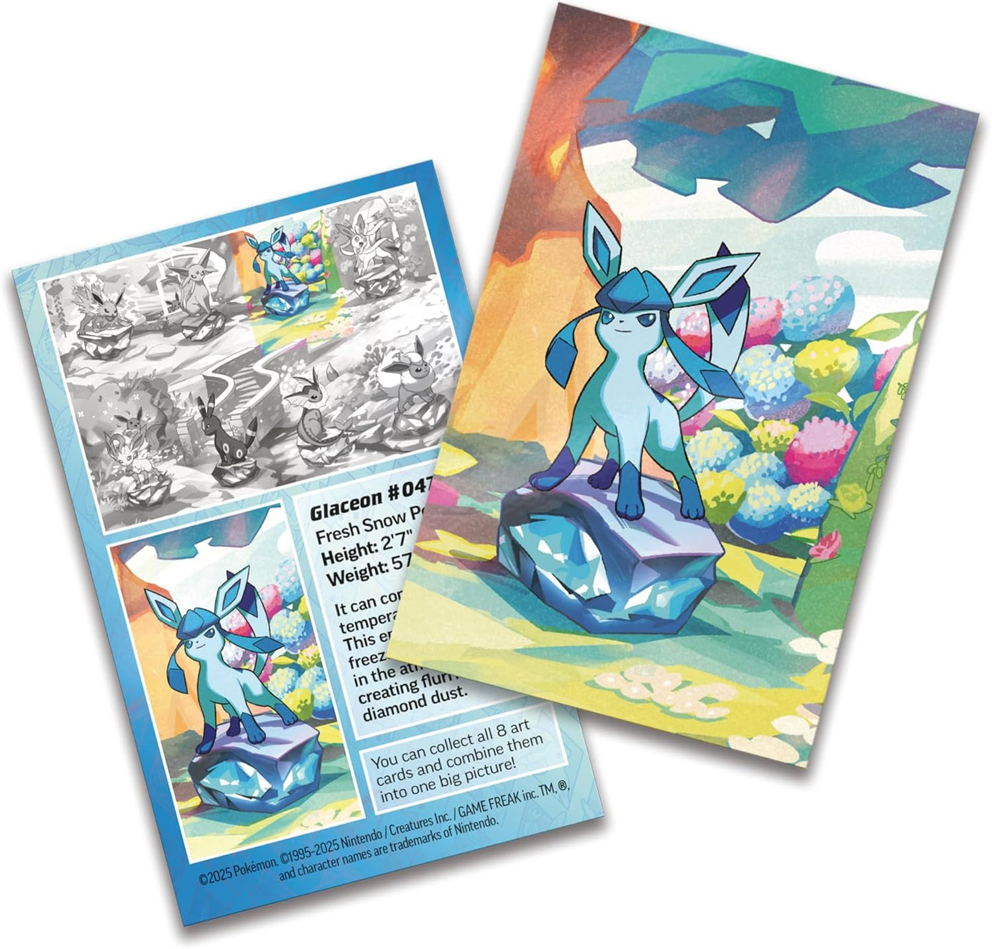 Pokemon TCG: Scarlet & Violet —Prismatic Evolutions Mini Tin - Glaceon (2 Booster Packs & 1 Coin)