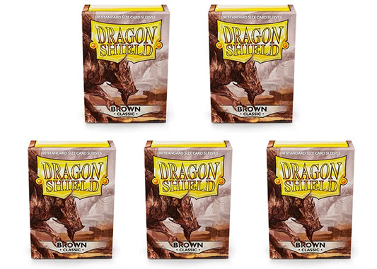 5 Packs Dragon Shield Classic Brown Standard Size 100 ct Card Sleeves Value Bundle!