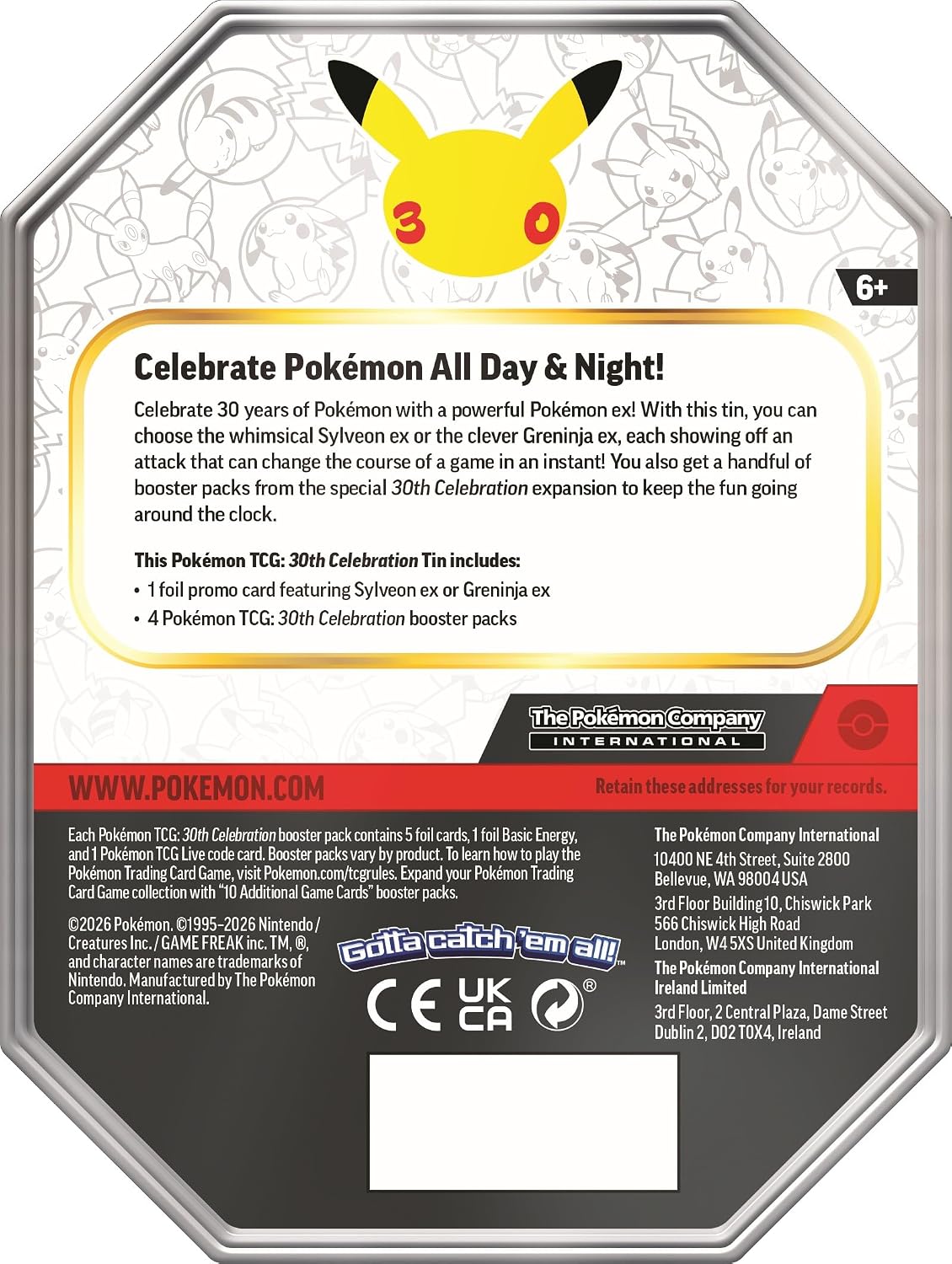 Pokemon TCG: 30th Celebration Tin - Sylveon ex - Presale Ships 12/04/2026