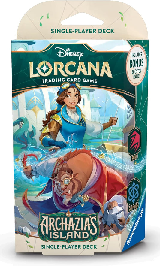 Ravensburger Disney Lorcana TCG: Archazia's Island Single-Player Starter Deck - Ruby & Sapphire | Engaging Gameplay | Over 200 Original Disney Artworks | Ideal for Ages 8+ - Presale Ships 03/21/2025