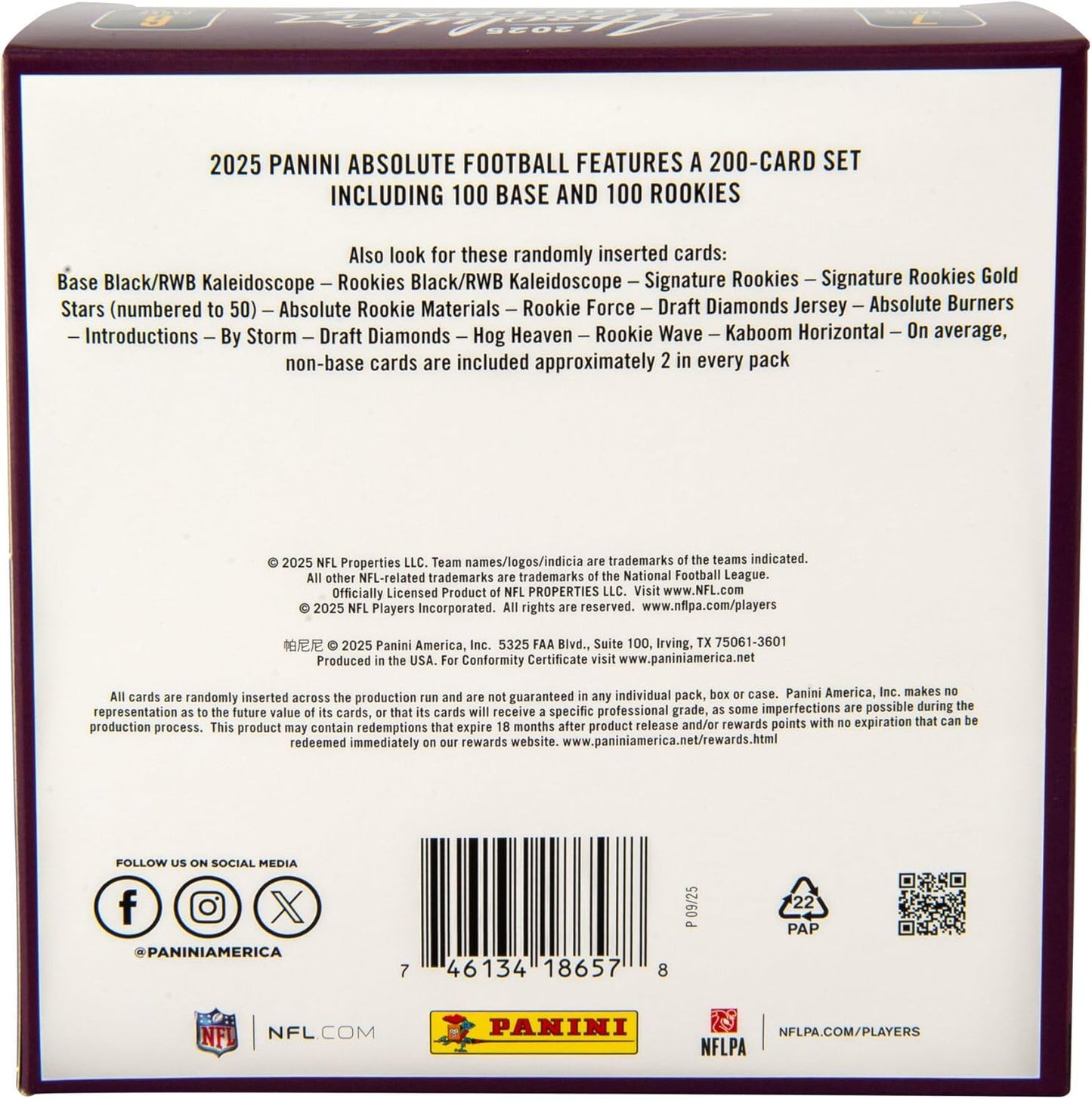 Panini 2025 Absolute Football Mega Box