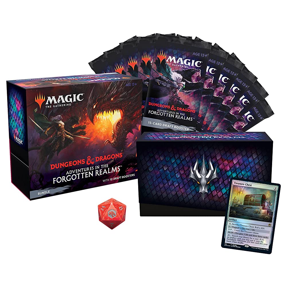 Magic: The Gathering Adventures in The Forgotten Realms Bundle | 10 Draft Boosters (150 Magic Cards) + Accessories