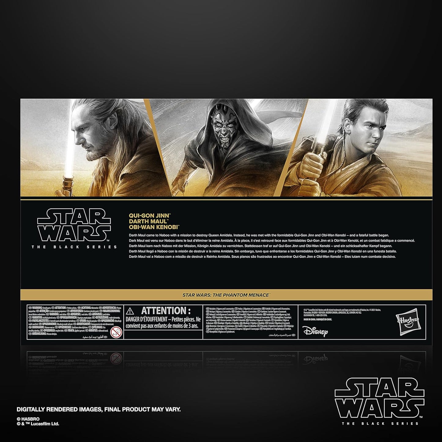 Star Wars The Black Series Qui-Gon Jinn, Darth Maul, OBI-Wan Kenobi The Phantom Menace 6 Inch Action Figures