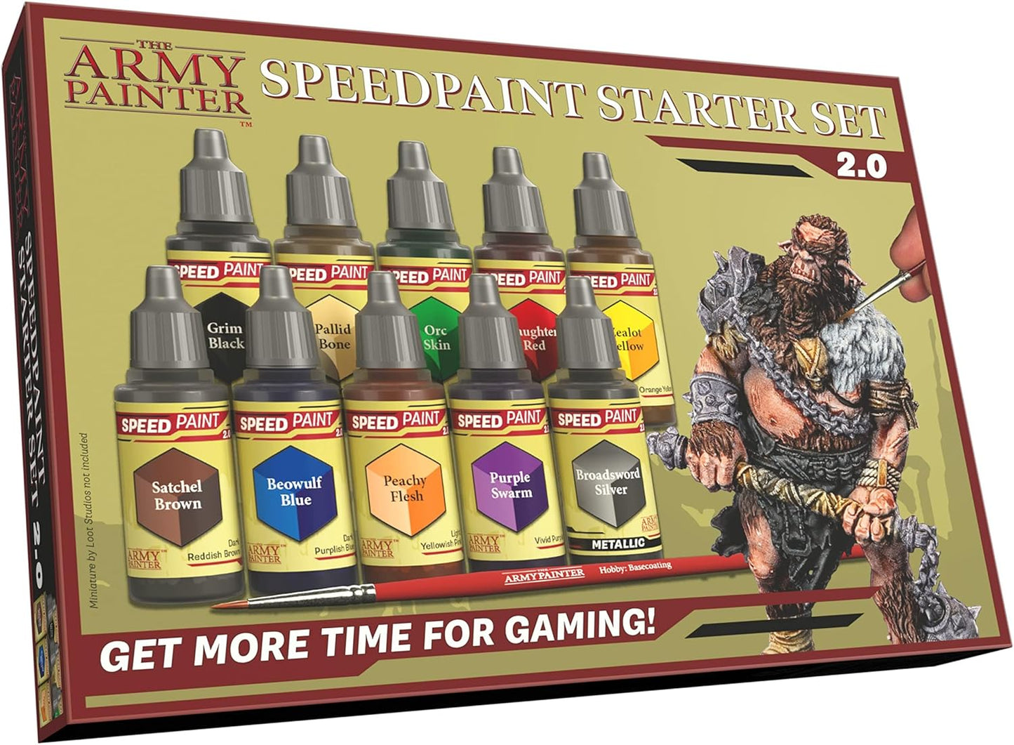 The Army Painter Speedpaint 2.0 Starter Paint Set, 10 x 18 mL Acrylic Contrast Paints incl. 1 Basecoating Brush for D&D and Warhammer Figures