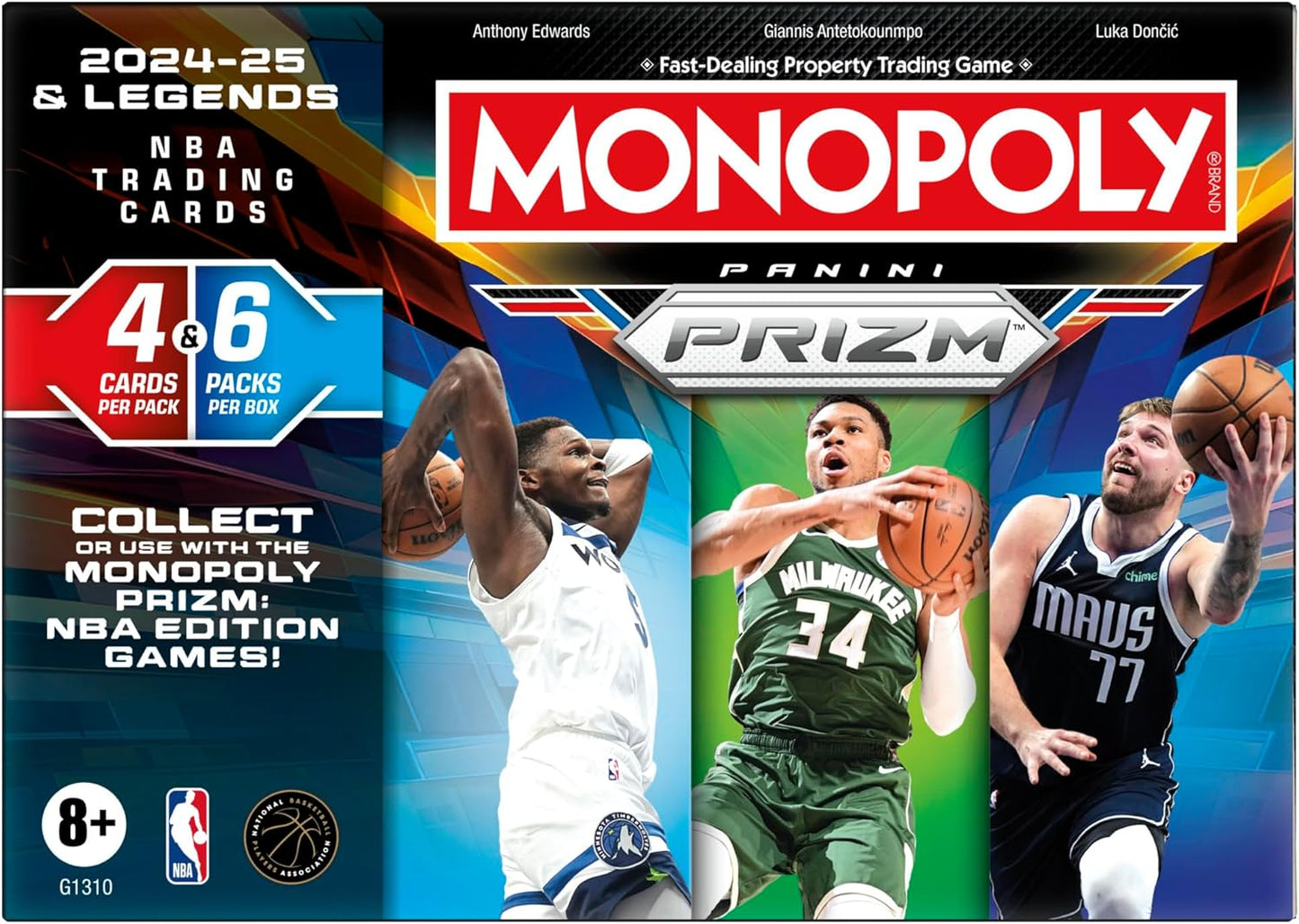 Panini Monopoly Prizm: 2024-25 and Legends NBA Trading Cards Booster Box | Collect or Use with Monopoly Panini Prizm: NBA Edition Games | Ages 8+