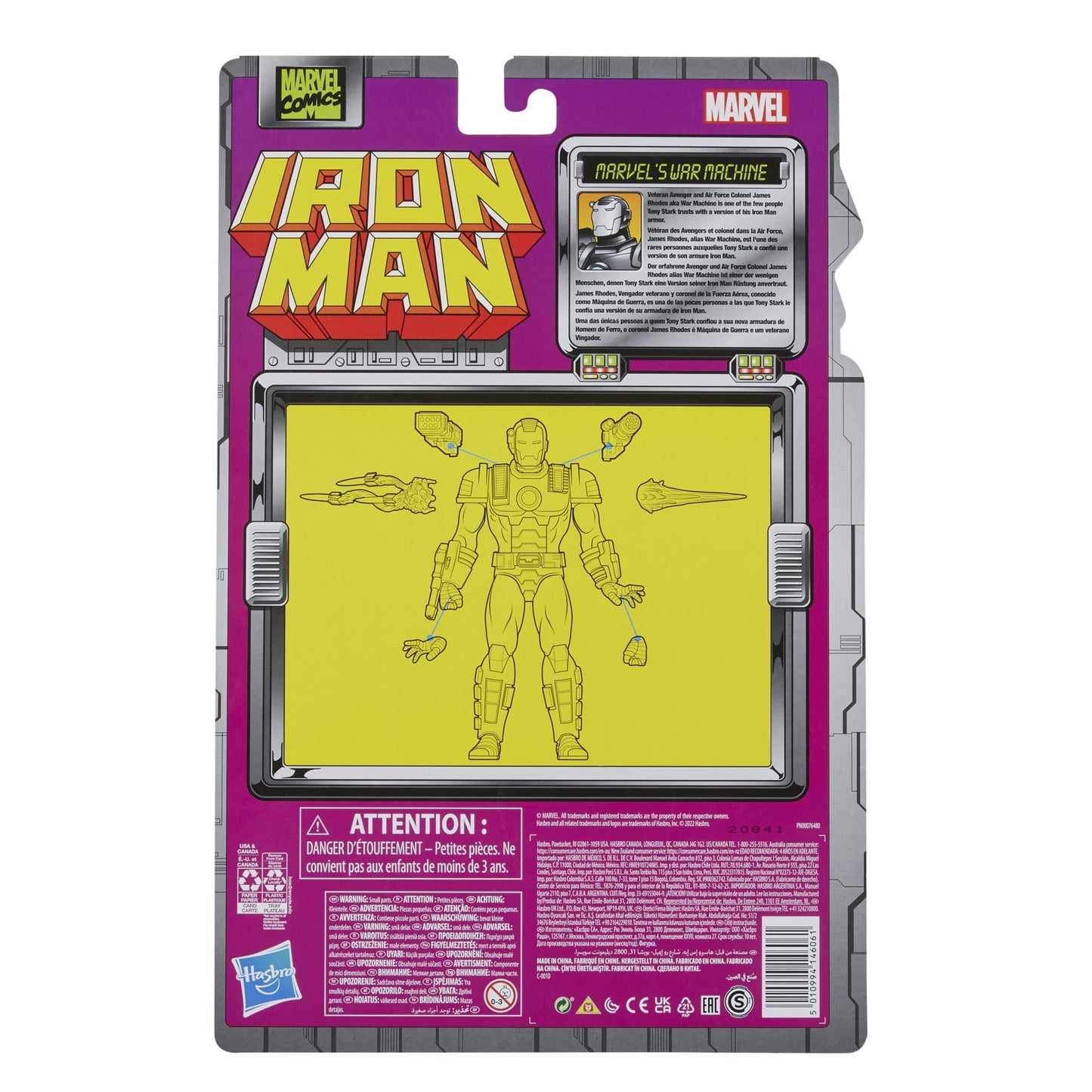Marvel Legends Series War Machine 6-inch Action Figure Iron Man Toy, 6 Accessories, Multicolored, F3448