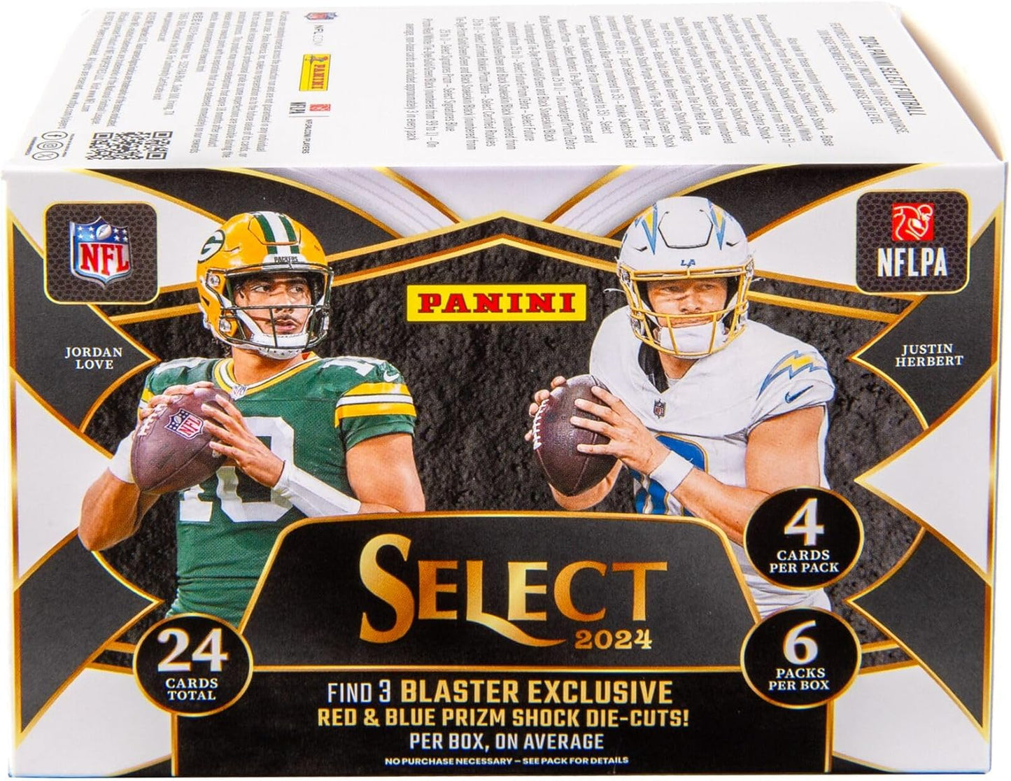 Panini 2024 NFL Select Football Trading Card Blaster Box (Blue & Red Prizm Shock Die-Cuts)