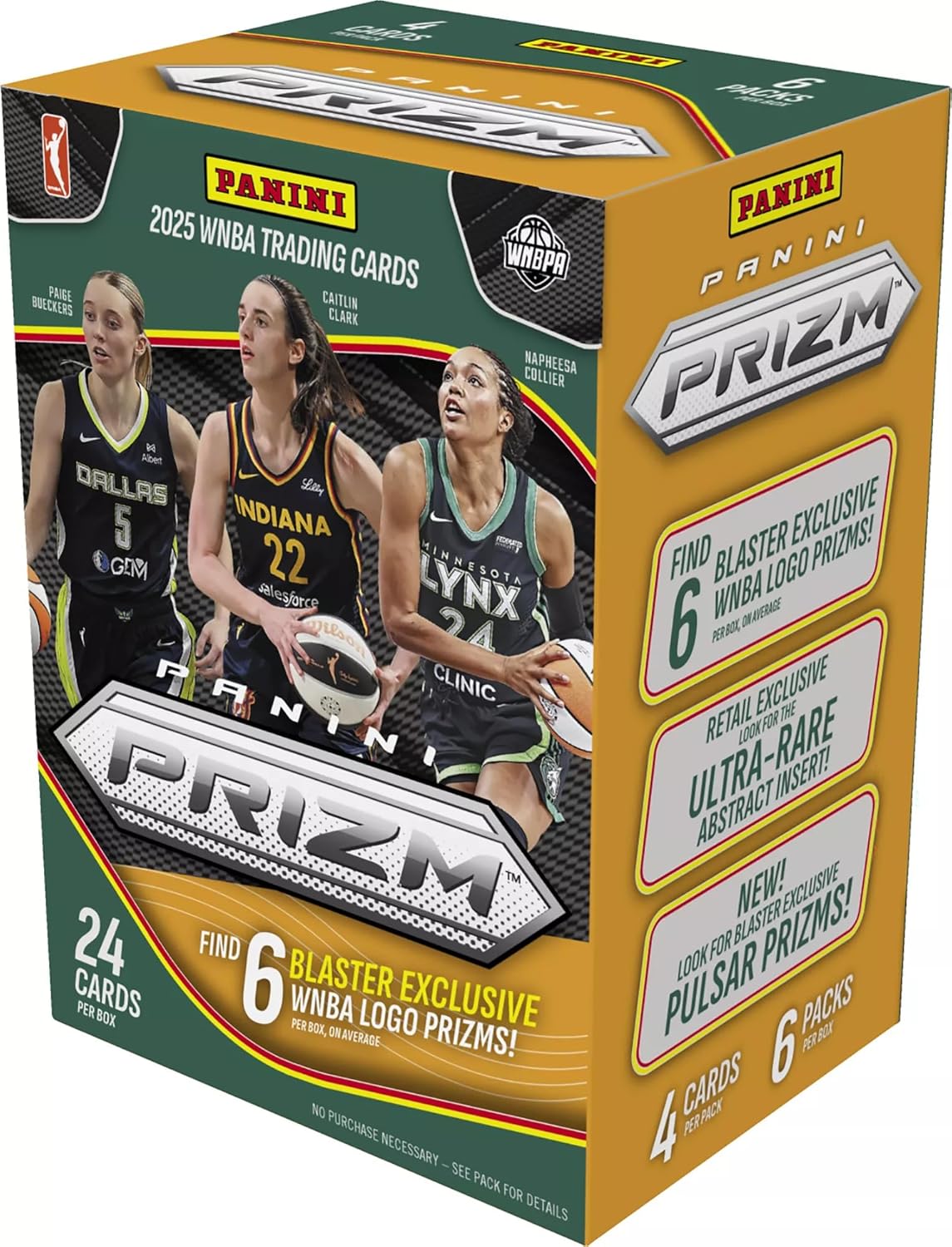 2025 Panini Prizm Exclusive WNBA Trading Card 6-Pack Blaster Box (6 Blaster Exclusive WNBA Logo Prizms)
