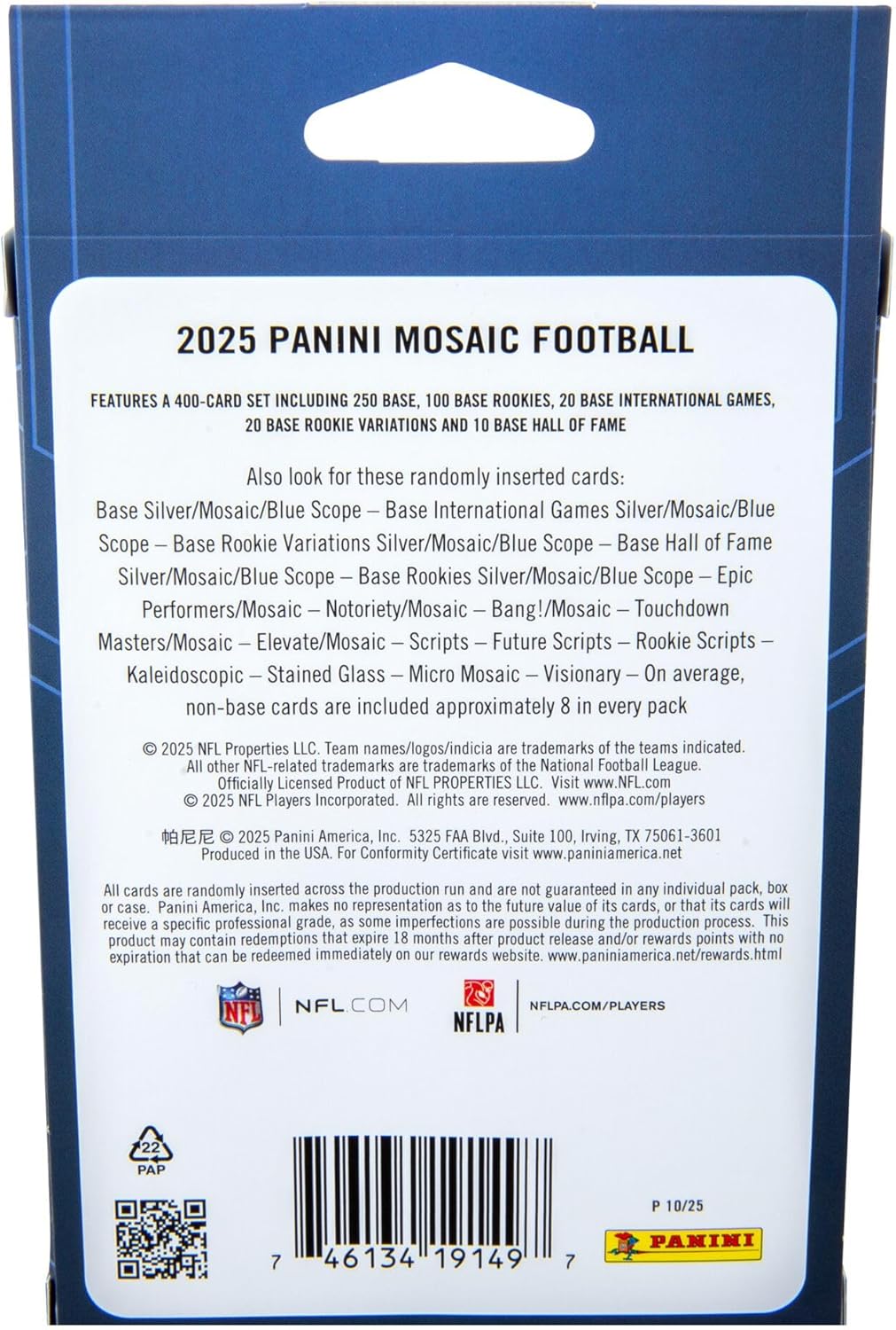 2025 Panini Mosaic Football Trading Cards Hanger Box