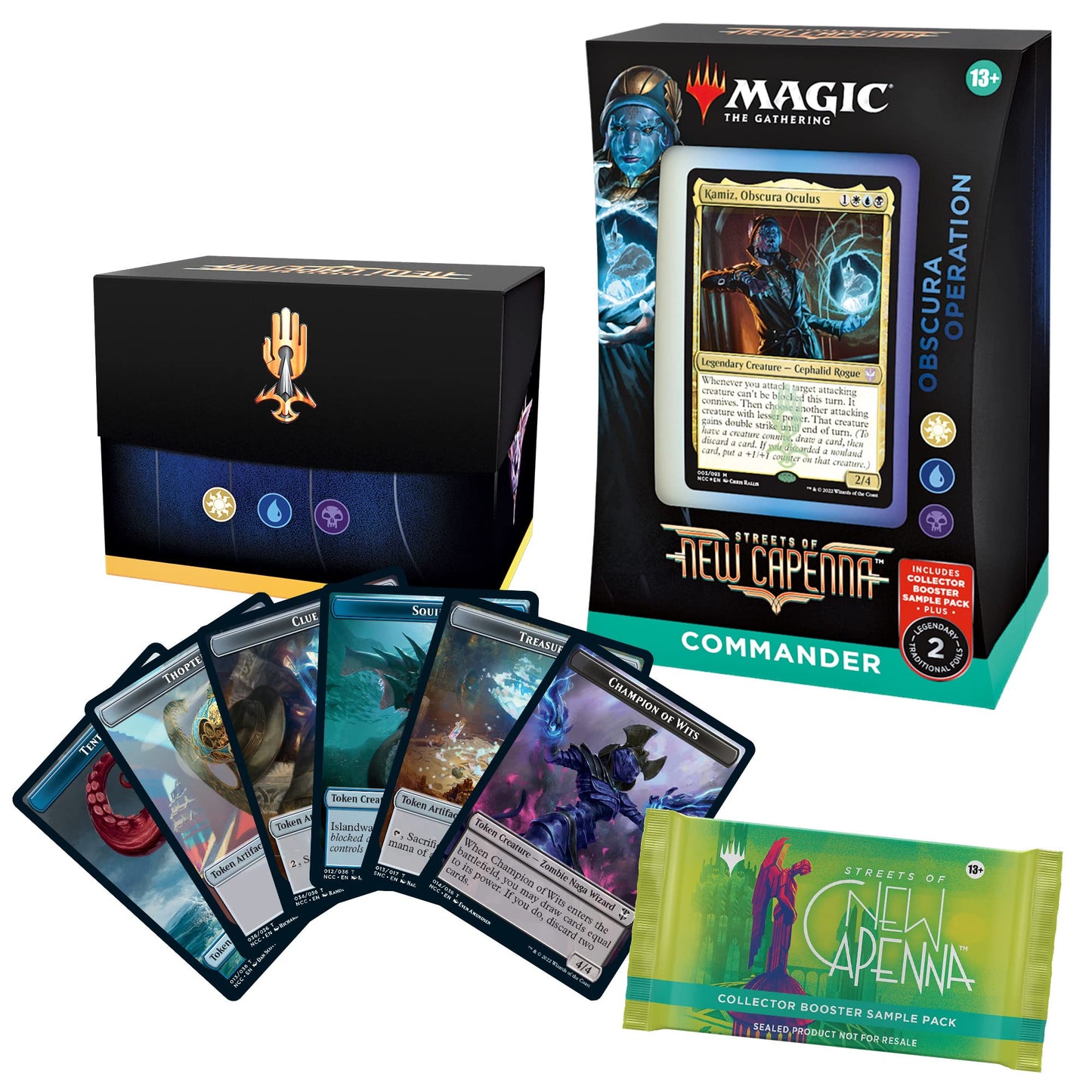 Magic: The Gathering Streets of New Capenna Commander Deck – Obscura Operation + Collector Booster Sample Pack