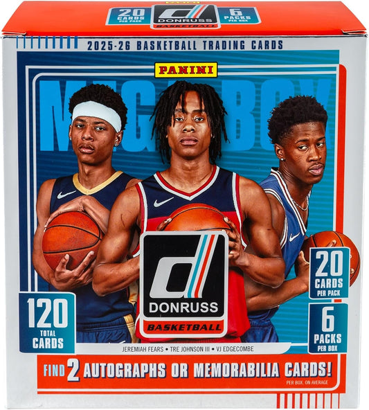 Panini 2025-26 Donruss NBA Basketball Trading Card Mega Box – 6 Packs, 20 Cards per Pack, 120 Cards Total