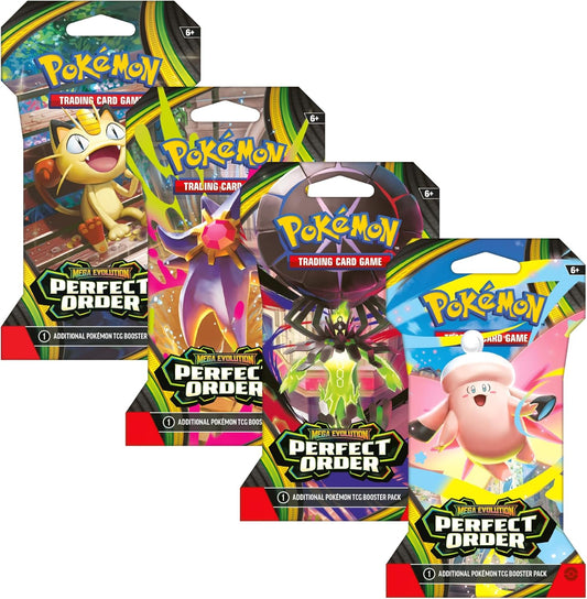 Pokemon TCG: Mega Evolution Perfect Order Sleeved Booster Pack Lot - 8 Packs
