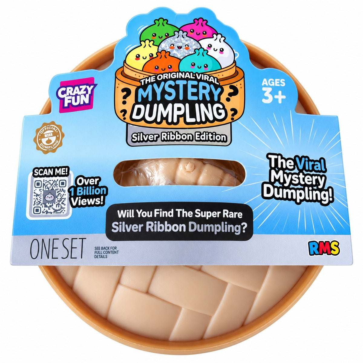 RMS Crazy Fun The Original Mystery Dumpling Silver Ribbon Edition – Sealed Squishy Fidget Toy – Ages 3+