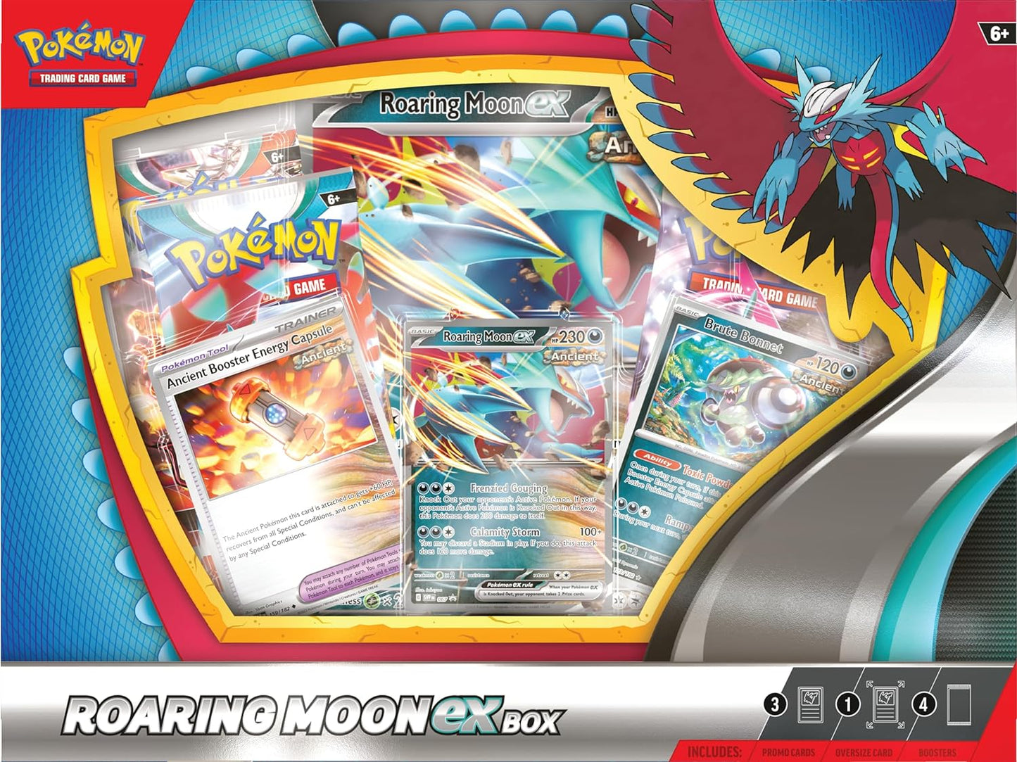 Pokemon TCG: Roaring Moon ex Box (1 Foil Promo Card, 1 Oversize Foil Card & 4 Booster Packs)