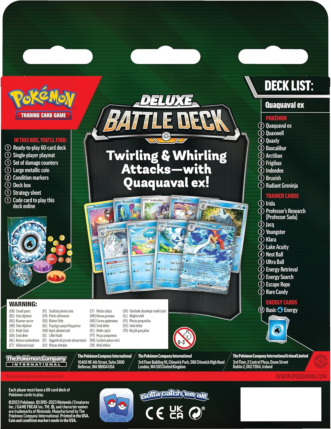 Pokemon TCG: Quaquaval ex Deluxe Battle Deck (Ready-to-Play 60-Card Deck & Accessories)