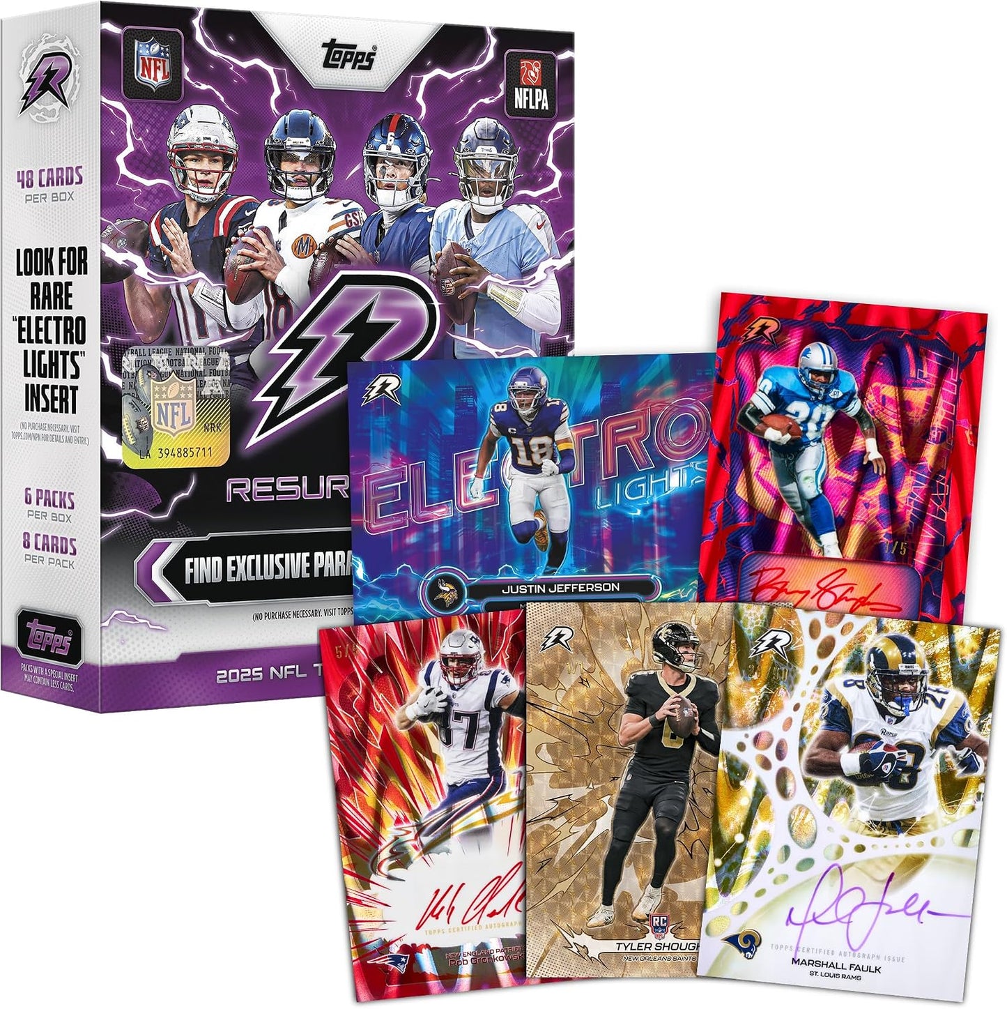 2025 Topps Resurgence Football Mega Box – 6 Packs, 8 Cards Per Pack, 48 Trading Cards