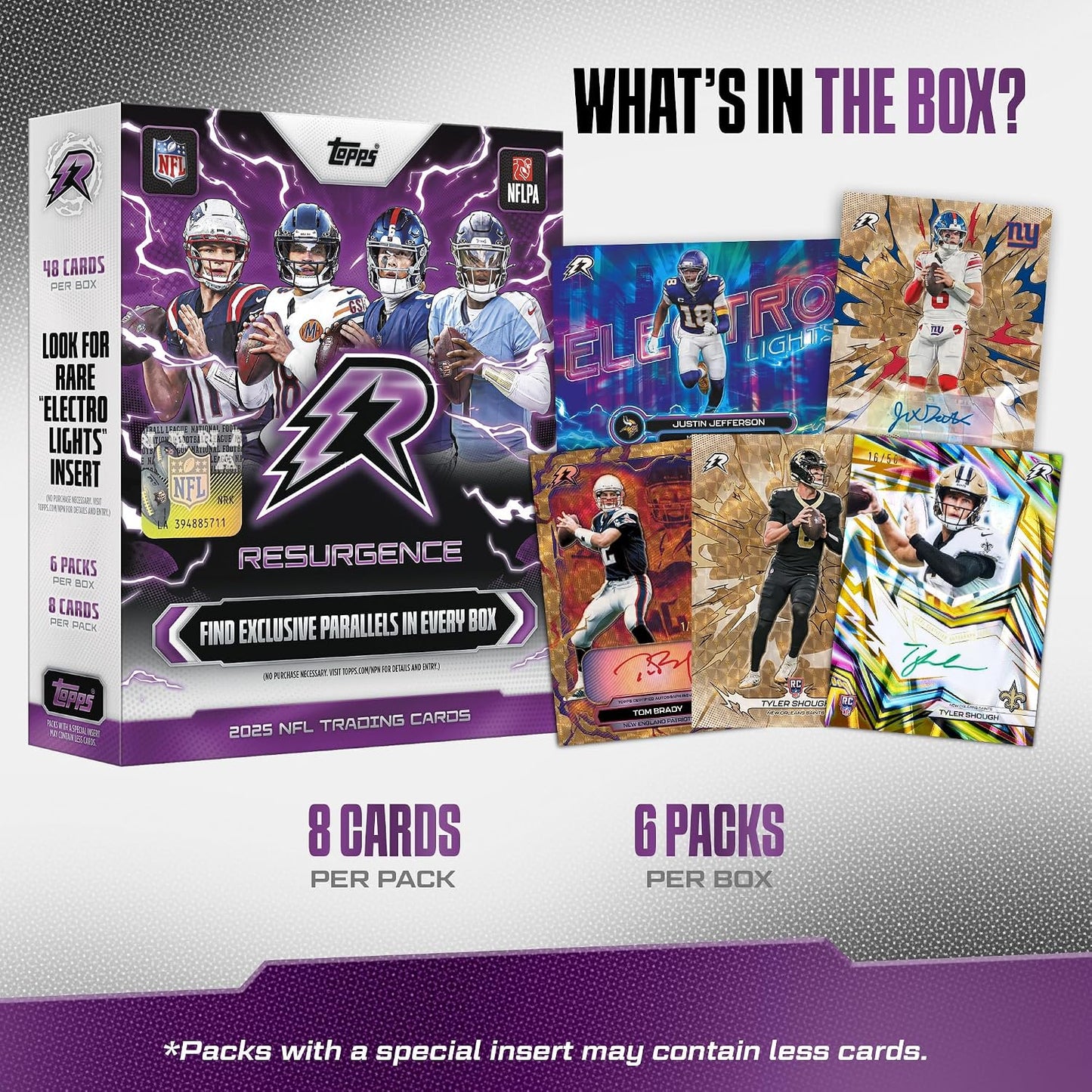 2025 Topps Resurgence Football Mega Box – 6 Packs, 8 Cards Per Pack, 48 Trading Cards