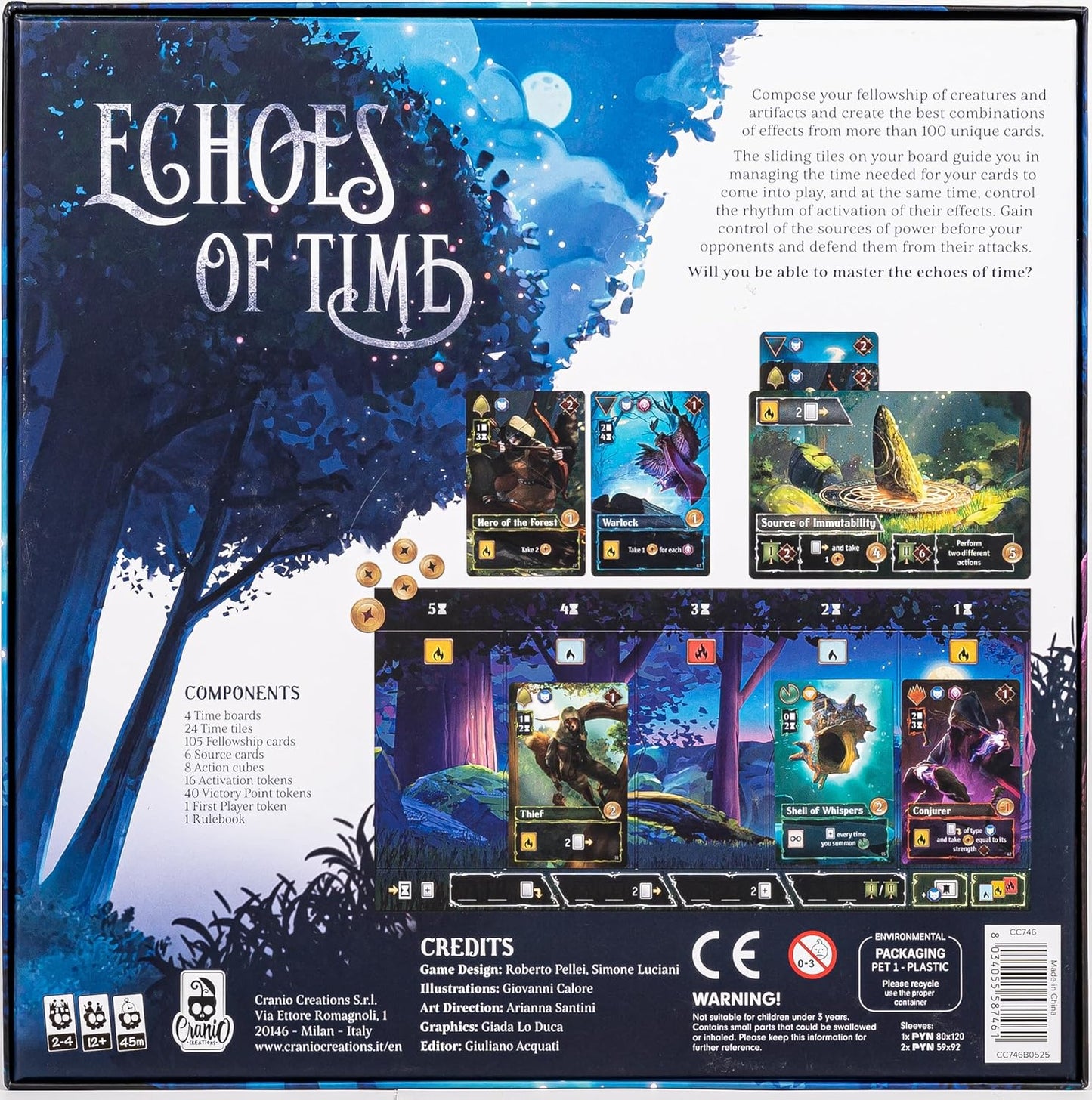 CrowD Games | Echoes of Time | 2-4 Players | Ages 12 and up | Strategy | Hand Management | Combo | Flexible Playstyle | 30-60 min